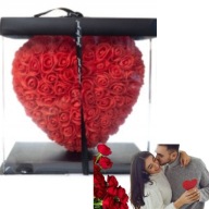 PIĘKNY PREZENT NA WALENTYNKI SERCE OWLECZONE CZERWONYMI RÓŻAMI 18cm