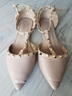 Baleriny damskie BALERINKI Z ĆWIEKAMI Tom&Eva Skóra r. 38