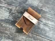 Etui na karty, dokumenty, wizytownik, skóra naturalna, jasny brąz