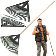 GRABIE DO LIŚCI TRAWY TRAWNIKA WACHLARZOWE PLASTIKOWE DREWNIANY TRZON LEKKI