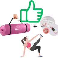 GRUBA MATA DO ĆWICZEŃ NBR 1,5 CM FIT.ME – RÓŻOWA + PASEK DO JOGI I UCHWYT