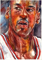 Michael Jordan - akwarela Fine Art | Ręcznie malowany oryginał 25 x 35 cm