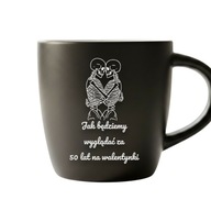 Kubek dla par walentynki Jak będziemy wyglądać za 50 lat czarny mat grawer