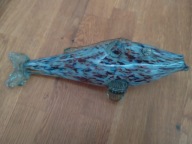 Piękna szklana ryba z dobrych czasów PRL , kolorowe szkło 27cm (A155)