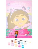 DUŻY OBRAZ MALOWANIE PO NUMERACH na Ramie dla Dzieci +Farby KOCI DOMEK GABI