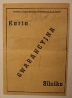 Karta GWARANCYJNA Silnika 19631 r. Opolskie Zakłady Silników - M - 6 Brzeg