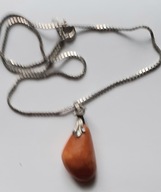 Vintage* krótki, srebrny, naszyjnik z miodowym bursztynem, srebro 925