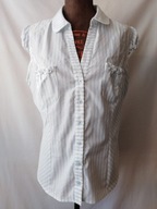 Bluzka biała w jasnoniebieskie prążki - 40/42