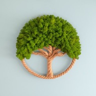 Drzewko Szczęścia Chrobotek, żywy obraz handmade, dekoracja na ścianę, 50cm