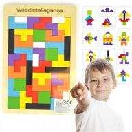 TETRIS GRA DLA DZIECI LOGICZNA KLOCKI DREWNIANE DREWNIANY ZABAWKA ZABAWKI