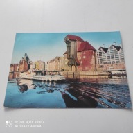 POCZTOWKA STATEK GDAŃSK ŻURAW NAD MOTŁAWĄ DZWIG PORTOWY 2