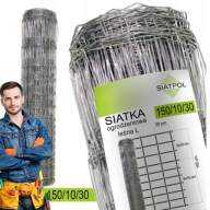SIATKA OGRODZENIOWA LEŚNA 150/10/30 50M SKOBLE SARNY OGRODZENIE PŁOT LASU