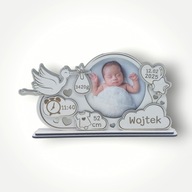 METRYCZKA RAMKA NA ZDJĘCIE PREZENT CHRZEST ROCZEK UPOMINEK PAMIĄTKA GRAWER
