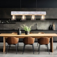 Przezroczysta, rustykalna lampa wisząca z drewna Globo Charly , bdb stan!