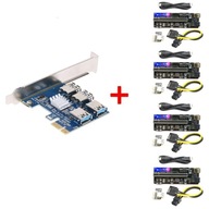 Adapter PCI-E USB Riser SPLITTER + 4x RISER 010s