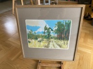 Pejzaż , gwasz na papierze.