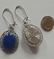 Kolczyki hand made :niebieski jadeit - 2cm,met, srebro925