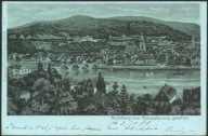 Heidelberg vom Philosophenweg gesehen - Edm von König Heidelberg 1899 Litho