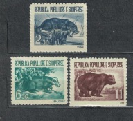 01-Fil23- Albania-1961.Mi,627-29- Zwierzeta leśne,3szt