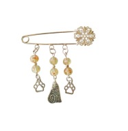 Broszka ze szkłem weneckim, łapkami i kotem