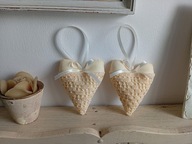KORONKOWE SERCA DUŻE ZAWIESZKI BAWEŁNA KOMPLET 2 SZTUKI
