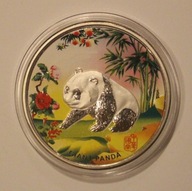 PANDA - GIANT PANDA - NUMIZMAT PLATEROWANY - SREBRZONY, KOLOR - RZADKOŚĆ