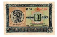 Grecja.Grecki banknot 10 drachm 1940