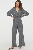 H & M kombinezon długi kwiaty szerokie nogawki palazzo kwiatki satynowy