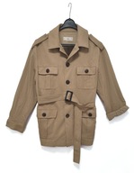 Płaszcz Kurtka Jeansowa Z Wiązaniem Beżowa Mng |R. S