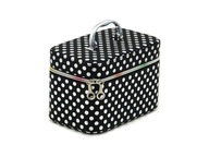 Kuferek ,kosmetyczka średnia czarna w białe kropki