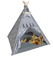 Łóżeczko dla małego i średniego pieska tipi namiot szary stylowy z imieniem