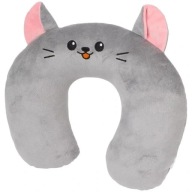PODUSZKA PODRÓŻNA SZARA ROGAL MASKOTKA ZAGŁÓWEK WELUROWE WYKOŃCZENIE MYSZKA