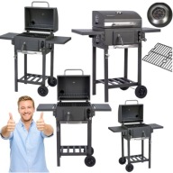 GRILL WĘGLOWY OGRODOWY MAŁY ŻELIWNY RUSZT Z POKRYWĄ ZAMYKANY TERMOMETR