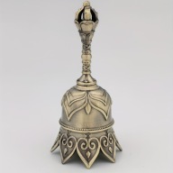 Antyczny Dzwonek Stary Lotos Mosiądz 12cm - Buddyjski Medytacja PREZENT!