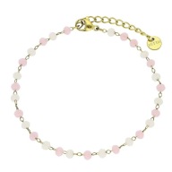 82006 Bransoletka złota stal chirurgiczna 17,5+3 CM 4 MM kryształki