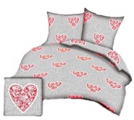 pościel bawełna lux 140x200 1x70x80 zamek B 277-2 Koronkowe serca czerwone