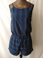 Kombinezon granatowy haftowany na ramiączkach - S