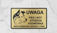 Tabliczka uwaga pies Border collie + Kot Srebrna, złota duży wybór wzorów