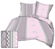 Pościel kora lux 200x220 + 2x70x80 + 4x40x40 guzik K 337-2 Kokardy na różu