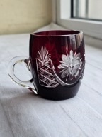 KUFELEK BORDOWO RUBINOWY SZLIFOWANY LATA 20/30 JOSEPHINENHUTTE