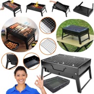 GRILL WĘGLOWY OGRODOWY TURYSTYCZNY SKŁADANY DUŻY RUSZT 42,5X28 CM PRZENOŚNY