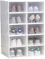 PUDEŁKA NA BUTY 10 SZT ORGANIZER Z KLAPĄ POJEMNIKI DO SZAFY GARDEROBA DOM