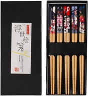 ZESTAW KOMPLET WIELOKROTNEGO UŻYTKU PAŁECZKI SUSHI 5 SZTUK BAMBUSOWE 24CM