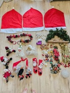 Zestaw ozdoby dekoracje figurki świąteczne Boże Narodzenie Mikołaj święta