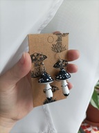 Kolczyki grzyby - muchomorki czarne - rękodzieło