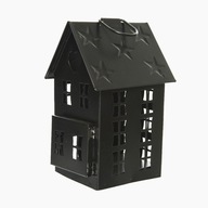 Metalowy czarny lampion świecznik tealight domek jak Home&You 17 cm