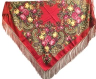 Rosyjska chusta, chustka wełniana 90x90+ frędzle 11cm