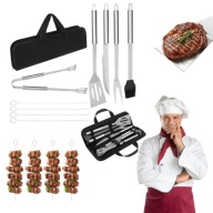 ZESTAW DO GRILLA AKCESORIA PRZYBORY NA GRILL SZTUĆCE DO GRILLOWANIA 9 +ETUI