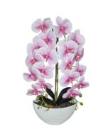 Sztuczny Storczyk w Doniczce Dwa Pędy Orchidea na Prezent Biało różowy
