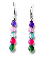 AG49 Kolczyki kamienie AGAT wielokolorowe